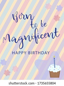 Birthday greeting cards design in pastel color. Card with cake. Cute design. Happy birthday, greeting card. Color cake on the background.