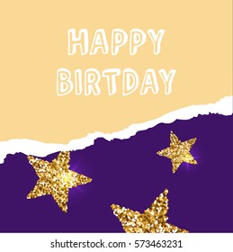 Birthday greeting cards with gold glitter design. Vector illustration.