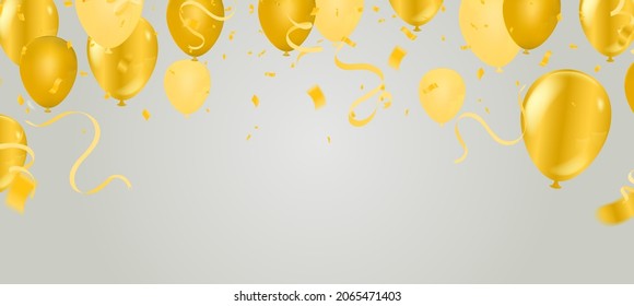 birthday greeting , golden color, Background Card Template Glossy Helium Vector Illustration EPS10