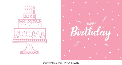 Birthday greeting poster.  Holiday and festival, anniversary. Gift and surprise. Cartoon flat vector illustrations