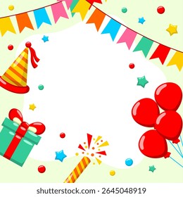  birthday greeting template background in flat style