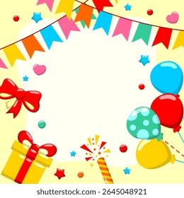  Fondo de Plantilla de felicitación de cumpleaños en estilo plano