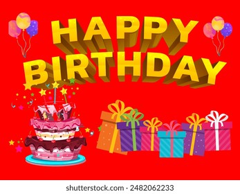 Birthday greeting vector background design. Happy birthday to you text with colorful balloons and party hat elements for kids birth day party messages.