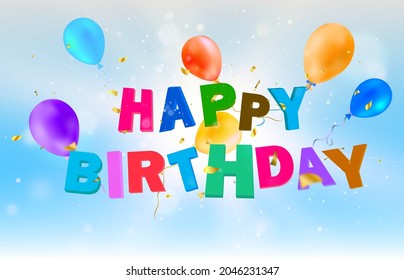 birthday greetings with balloons. greeting card vector