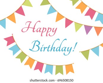 Birthday greetings with bunting, vector eps10 illustration