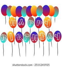 Birthday greetings with gradient colored balloons