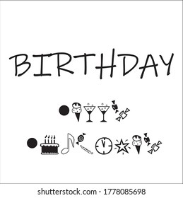 Birthday greetings with birthday icons 