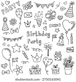 Birthday hand drawn doodle on white background - Powered by Shutterstock - Get 15% off with code: PIKWIZARD15