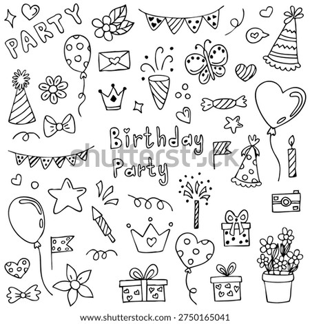 Birthday hand drawn doodle on white background