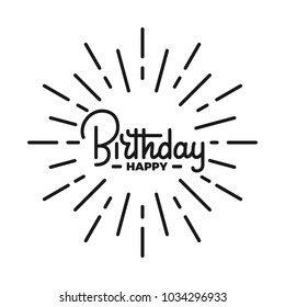 Birthday. Happy Birthday lettering illustration. Happy Birthday label badge emblem