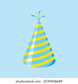 Birthday hat with blue yellow strip