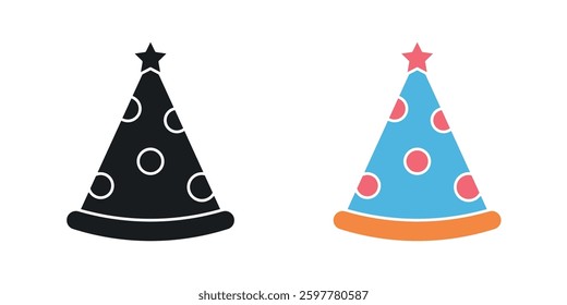 Birthday hat colored icon set. Stock Vector