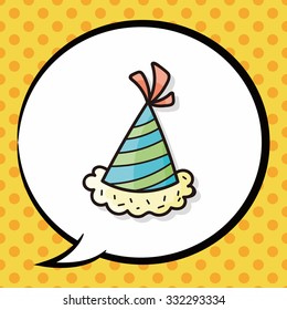 birthday hat doodle, speech bubble