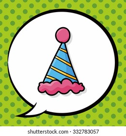 birthday hat doodle, speech bubble