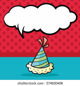 birthday hat doodle, speech bubble
