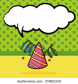 birthday hat doodle, speech bubble