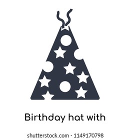 Birthday hat with dots and stars icon vector isolated on white background for your web and mobile app design, Birthday hat with dots and stars logo concept