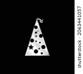 Birthday Hat With Dots And Stars silver plated metallic icon