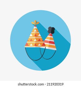 Birthday hat flat icon with long shadow,eps10