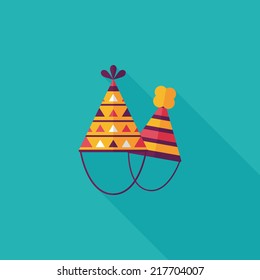 Birthday hat flat icon with long shadow,eps10