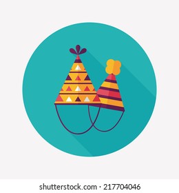 Birthday hat flat icon with long shadow,eps10