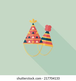 Birthday hat flat icon with long shadow,eps10