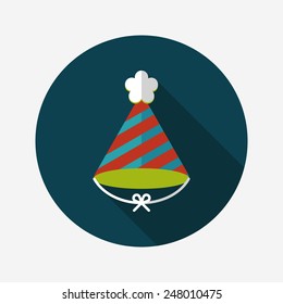 birthday hat flat icon with long shadow,eps10