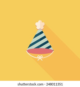 birthday hat flat icon with long shadow,eps10