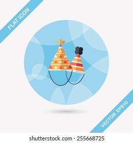Birthday hat flat icon with long shadow,eps10