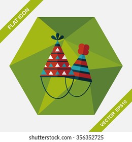 Birthday hat flat icon with long shadow,eps10