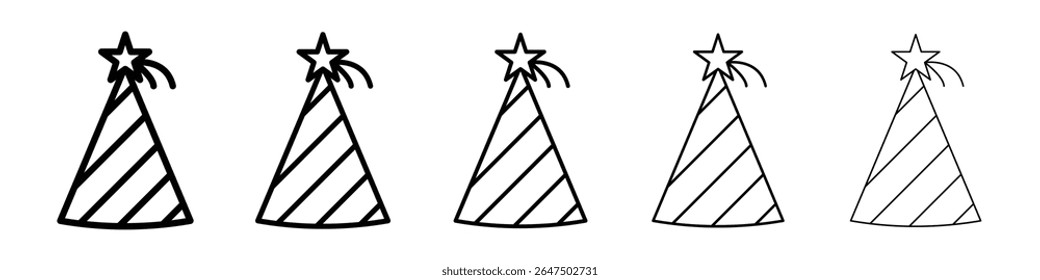 Birthday hat icon graphic set. trendy stroke line style