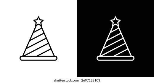 Icono de sombrero de cumpleaños. Línea con trazo editable.