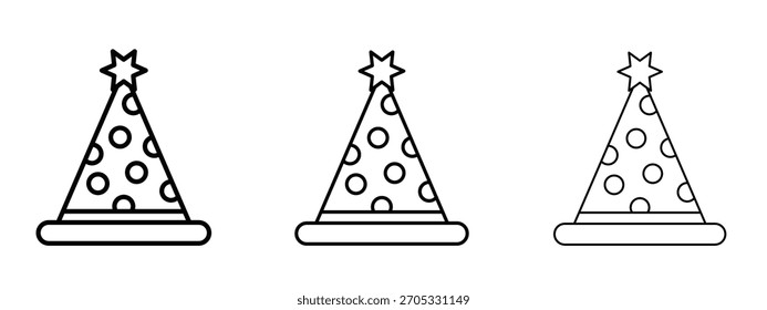 Birthday hat icon linear style sign for mobile concept and web design.