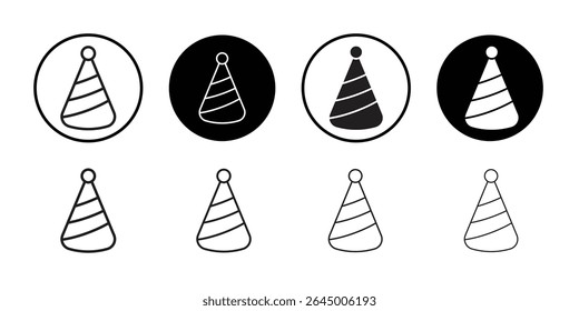 Birthday hat icon Thin line illustration set vector