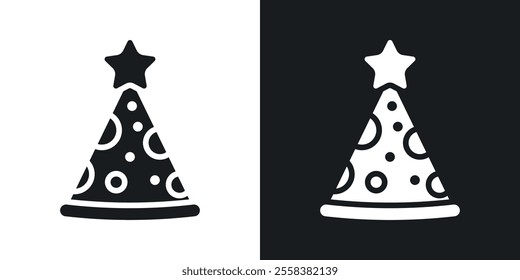 Birthday hat icons in solid black and white colors