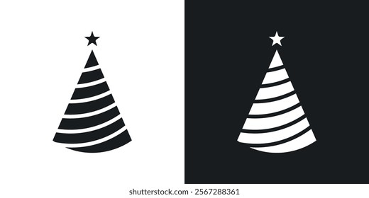 Birthday hat icons in solid black and white colors