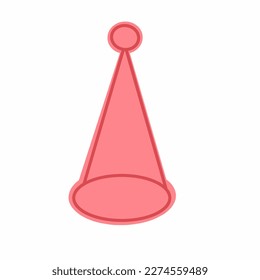 birthday hat illustration. With pink isolated white background. flat design. 