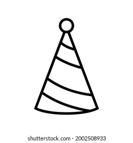 Birthday hat illustration, birthday hat symbol, outline icon design