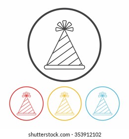 birthday hat line icon