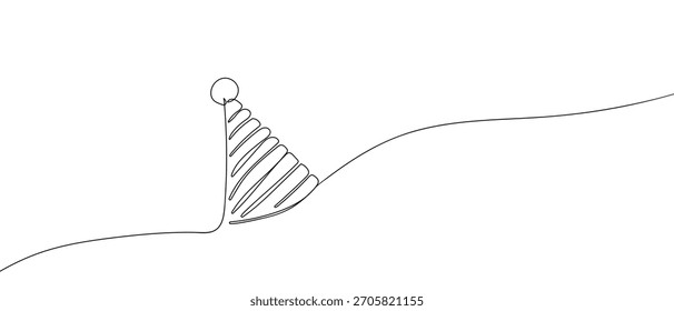 Sombrero de cumpleaños en una línea continua una línea de Ilustración vectorial.