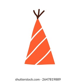 Birthday hat, party cap. Pointed cone-shaped headwear, festive accessory for celebration. Funny holiday decoration, striped paper head wear. Flat vector illustration isolated on white background
