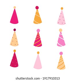 birthday hat set on the white background