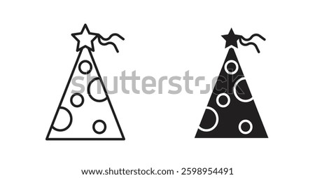 Birthday hat vector line icon illustration collection.