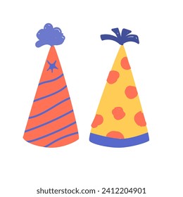 Birthday hat vector set design in cartoon style. Vector illustration