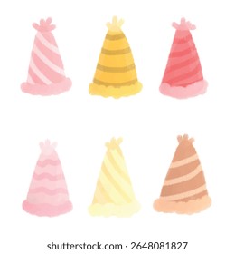 Birthday hat watercolor striped clipart