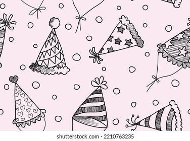 Birthday hats seamless pattern.Vector  illustration