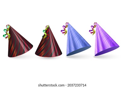 Birthday hats Set on white background, colorful party hat, vector format