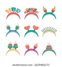Birthday Headband Flat Design Cartoon Icon Illustration