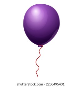 Birthday helium balloon for celebration with bow in cartoon style isolated on white background.