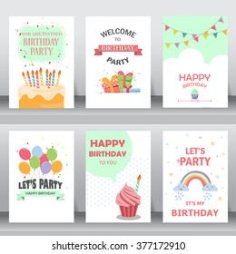 birthday, holiday, christmas greeting and invitation card.  there are teddy bear, gift boxes, confetti, cup cake. layout template in A4 size. vector illustration